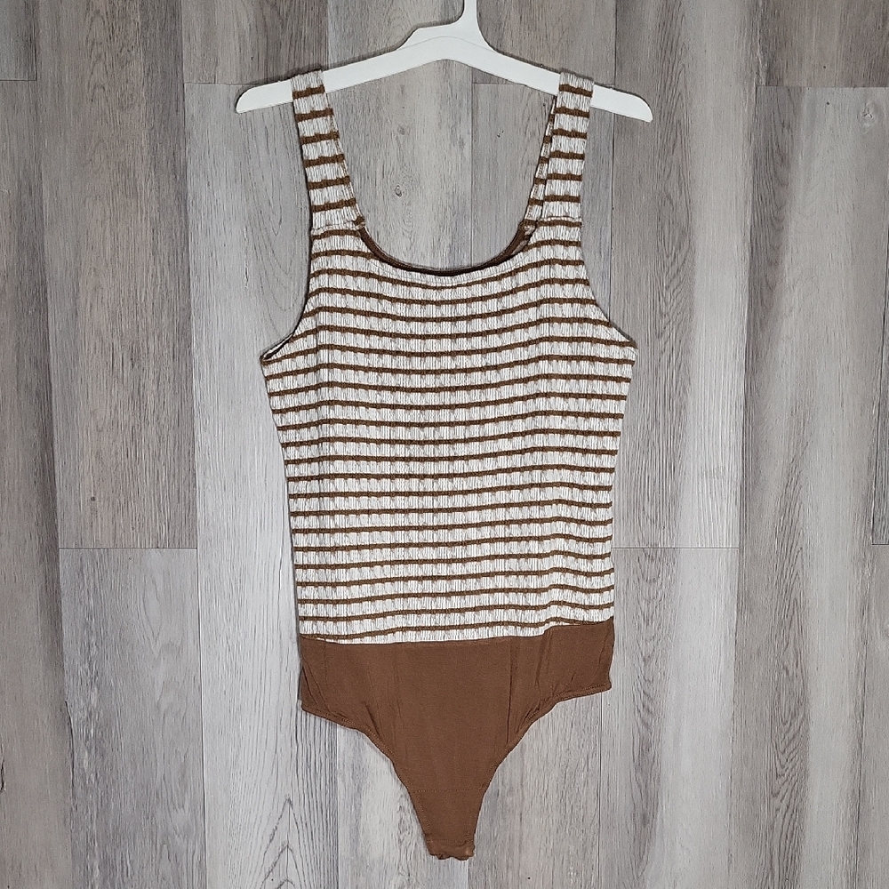 Torrid Womens 1 Knit Scoop Neck Bodysuit Tank Stripe Textured Stretch